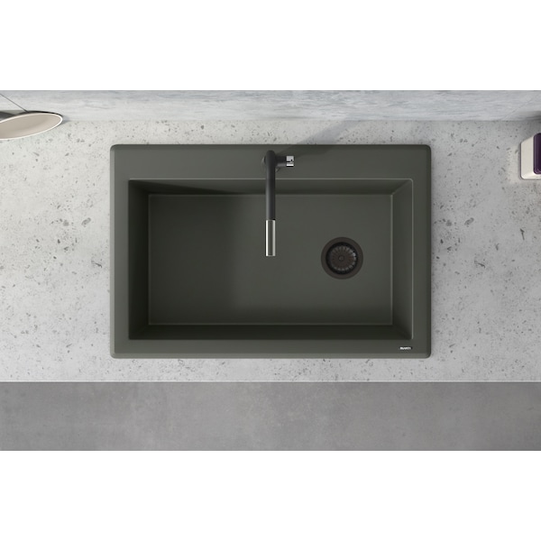 33x22 Dual-Mnt Granite Composite Sgl Bowl Kitchen Sink,Juniper Green